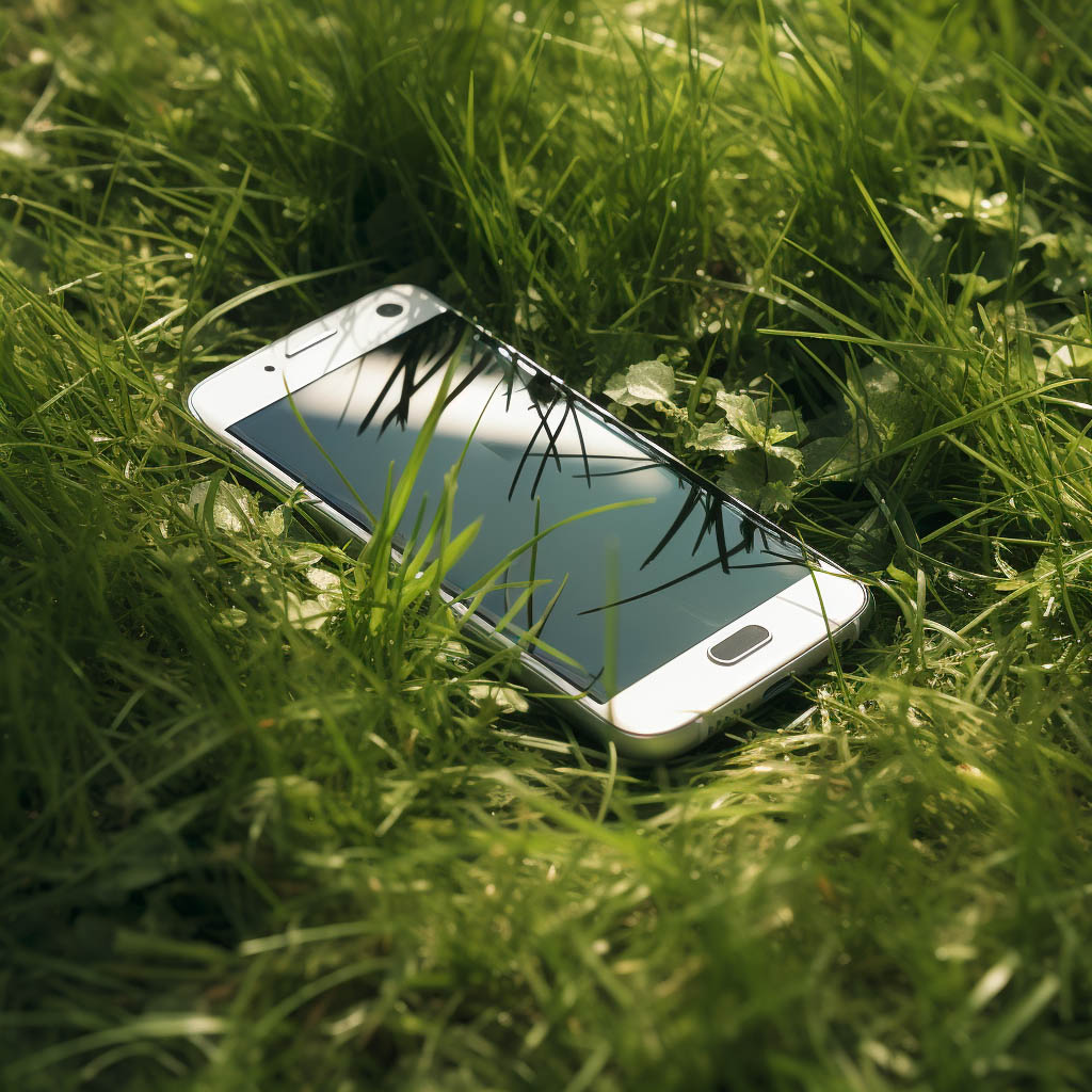 Old cell phone in grass
