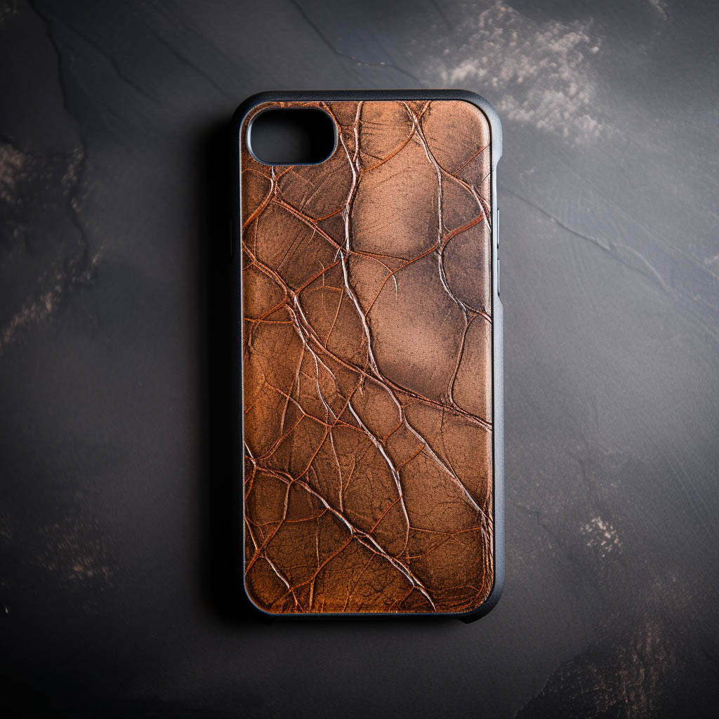 Old phone case made of leather with scratches