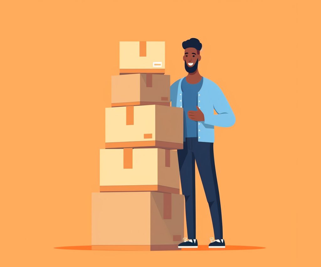 Man holding boxes, illustration