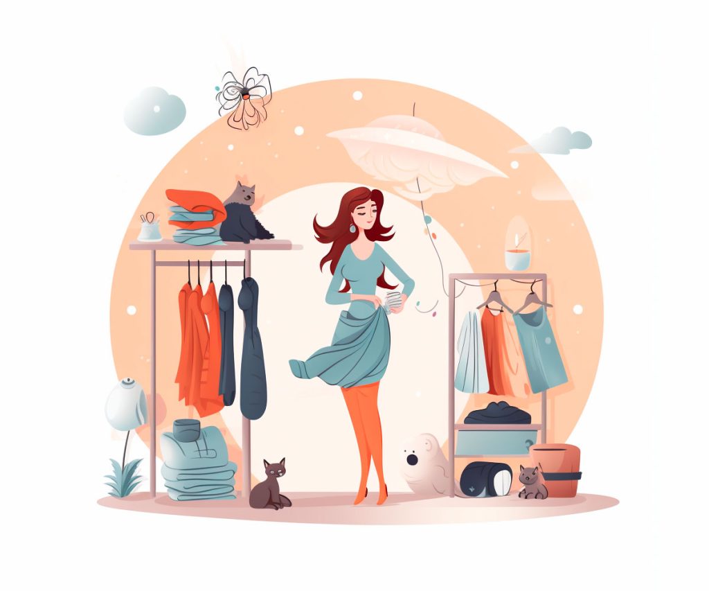 Decluttering, Cleaning up, Illustration