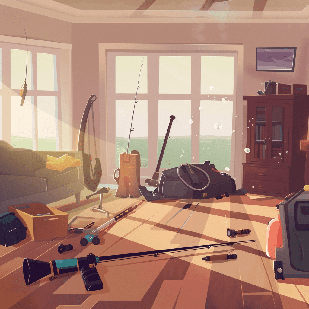 Fishing gear on the floor