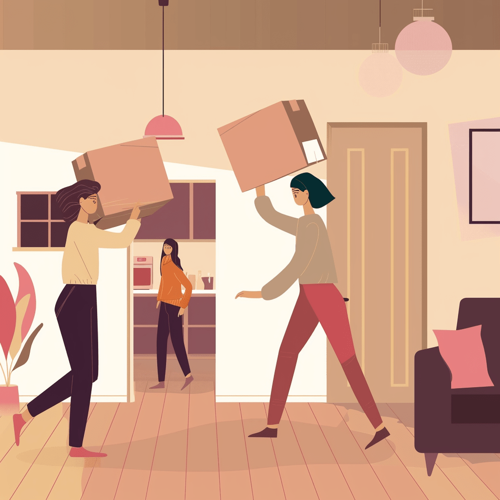 People with boxes over their heads