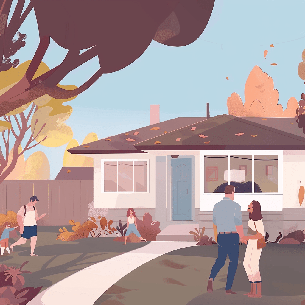 Couple in front of a house