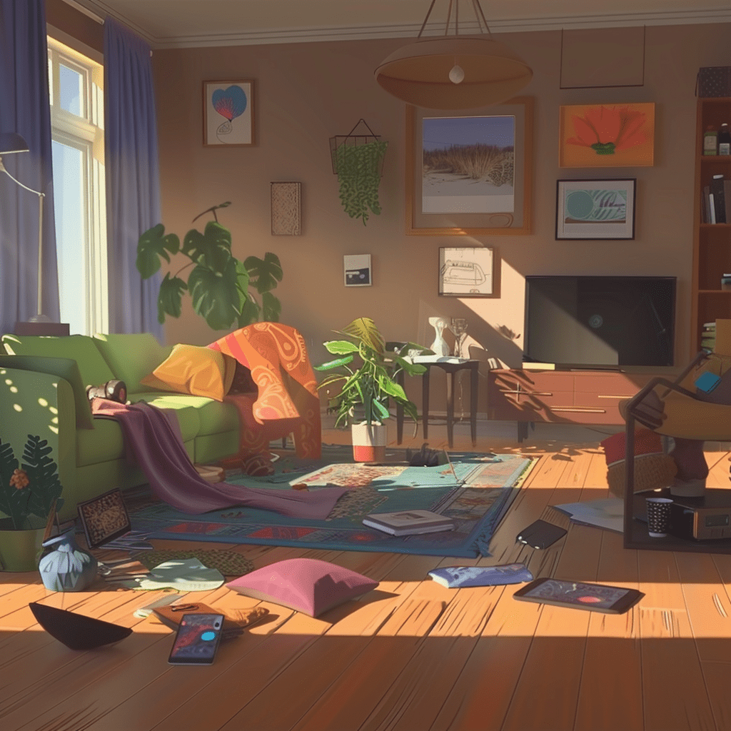 Messy living room