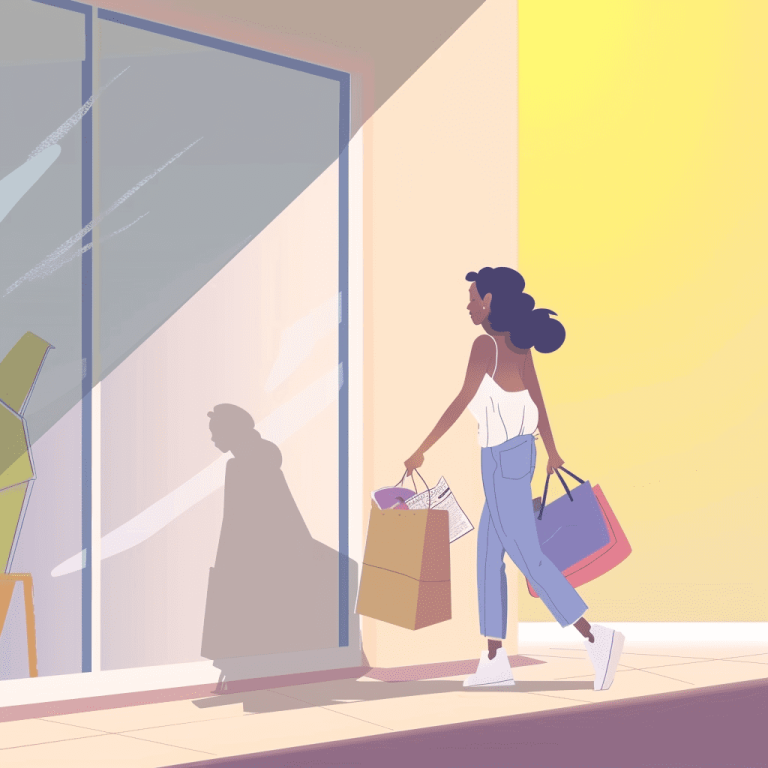 Woman walking with bags